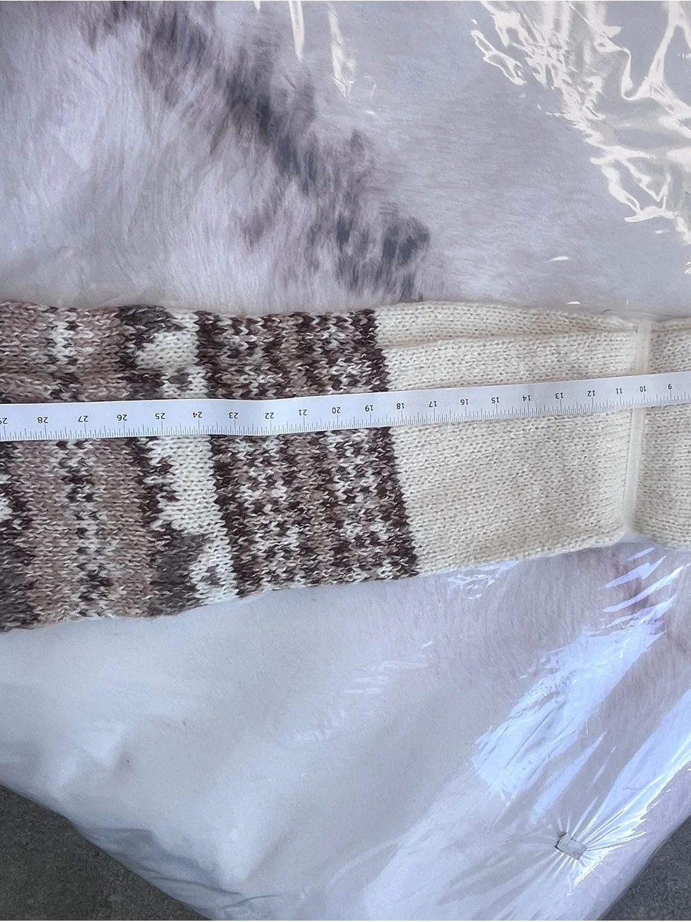 St. John's Bay Cream & Brown Fair Isle Knit Scarf